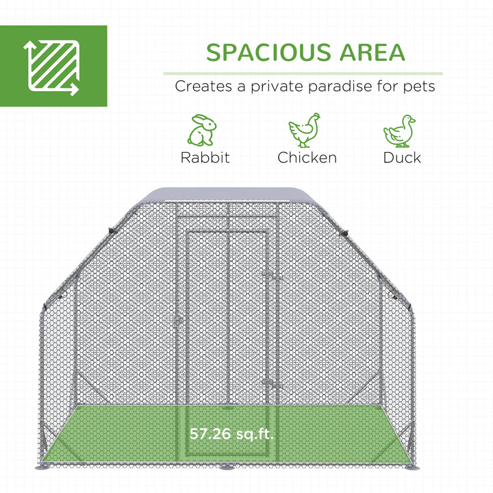 Chicken Run with Roof, Walk In Chicken Coop for 4-6 Chickens, Hen House Duck Pen Outdoor, 280x190x195 cm