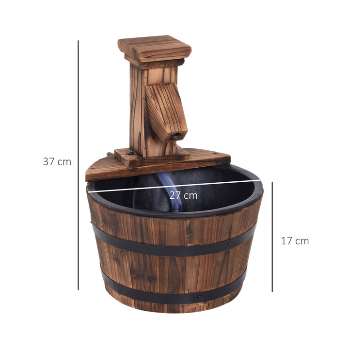 Wood Barrel Pump Patio Water Fountain Water Feature Electric Garden