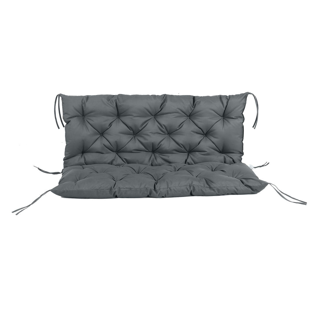 Garden Bench Cushion, 2 Seater Swing Chair Cushion, Seat Pad with Ties for Indoor and Outdoor Use, 110 x 120 cm, Dark Grey