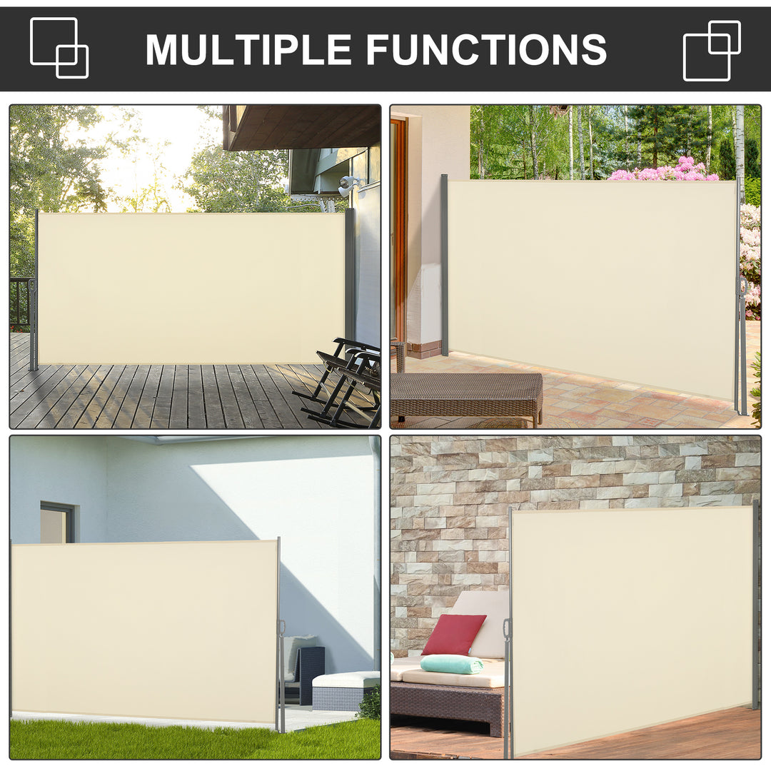 3x1.6m Retractable Polyester Patio Side Awning Cream White