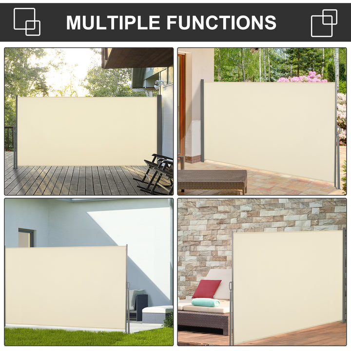 3x1.6m Retractable Polyester Patio Side Awning Cream White