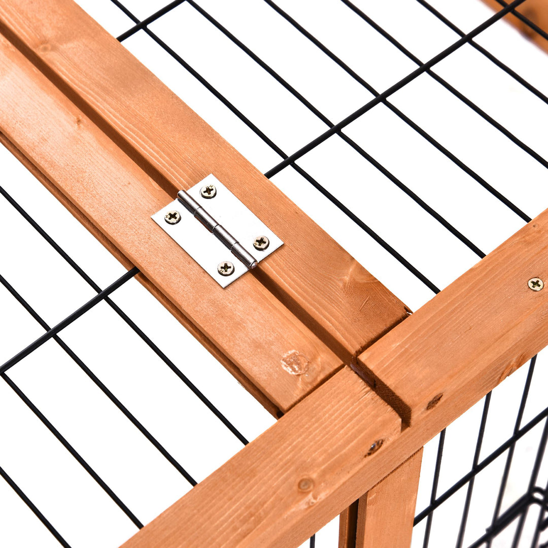 Wooden Guinea Pigs Hutches Detachable Rabbit Cage Pet House with Openable Run &amp; Roof Slide-out Tray