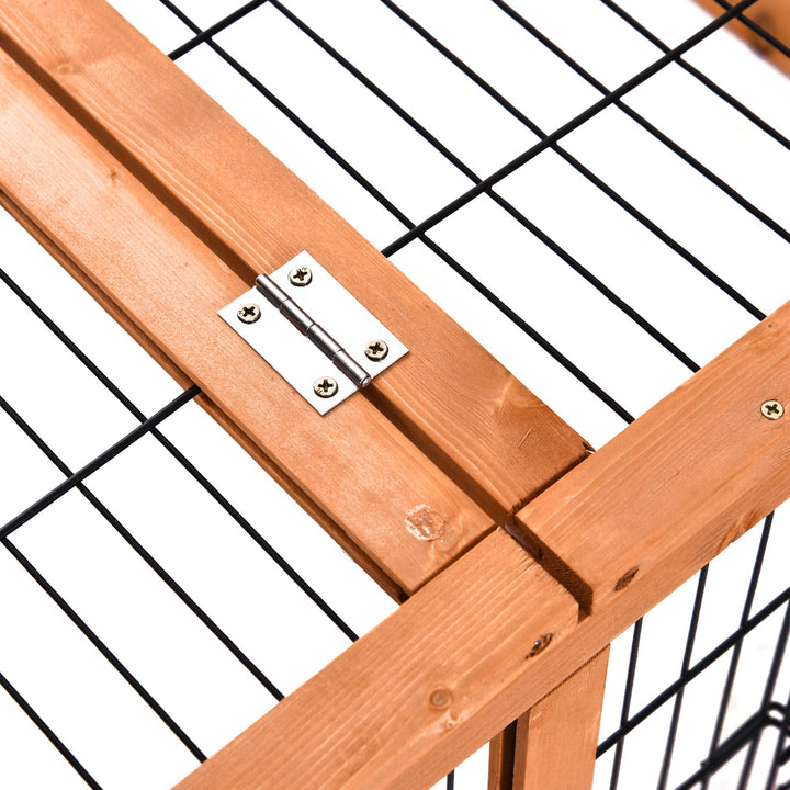 Wooden Guinea Pigs Hutches Detachable Rabbit Cage Pet House with Openable Run &amp; Roof Slide-out Tray