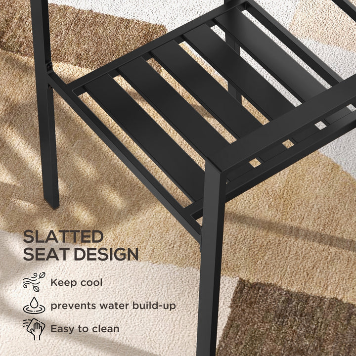 Patio Dining Chairs with Metal Slatted Design