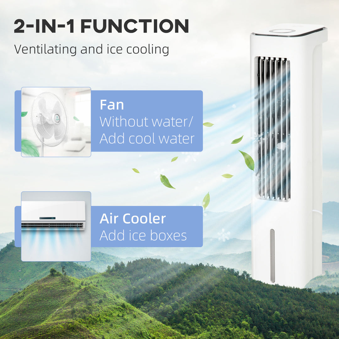 Evaporative Air Cooler, Oscillating Ice Cooling Fan with 3 Modes, 3 Speeds, Remote Control, Timer, and Oscillation, White