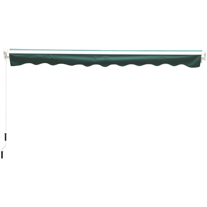 3.5 x 2.5 m Garden Patio Manual Awning Canopy Sun Shade Shelter with Winding Handle - Green