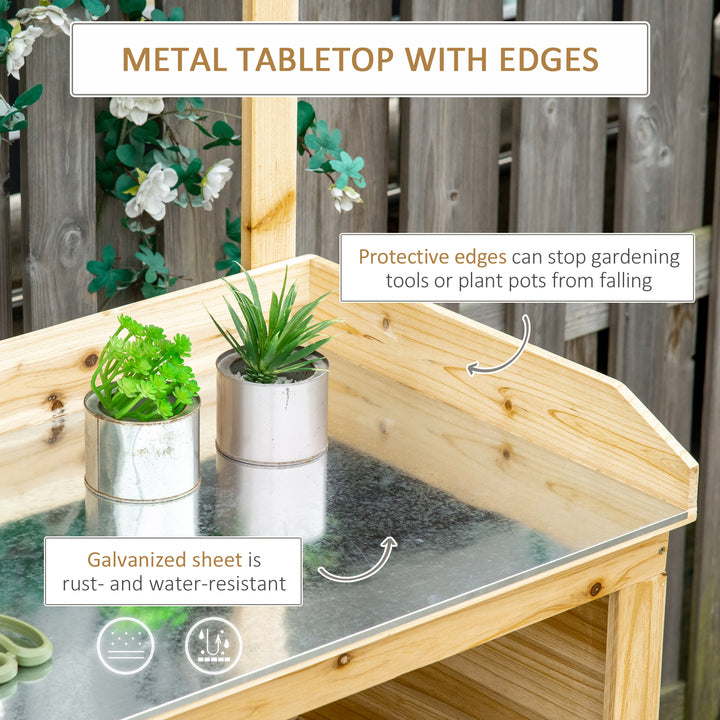 Garden Potting Bench Table, Wooden Workstation Bench - Natural