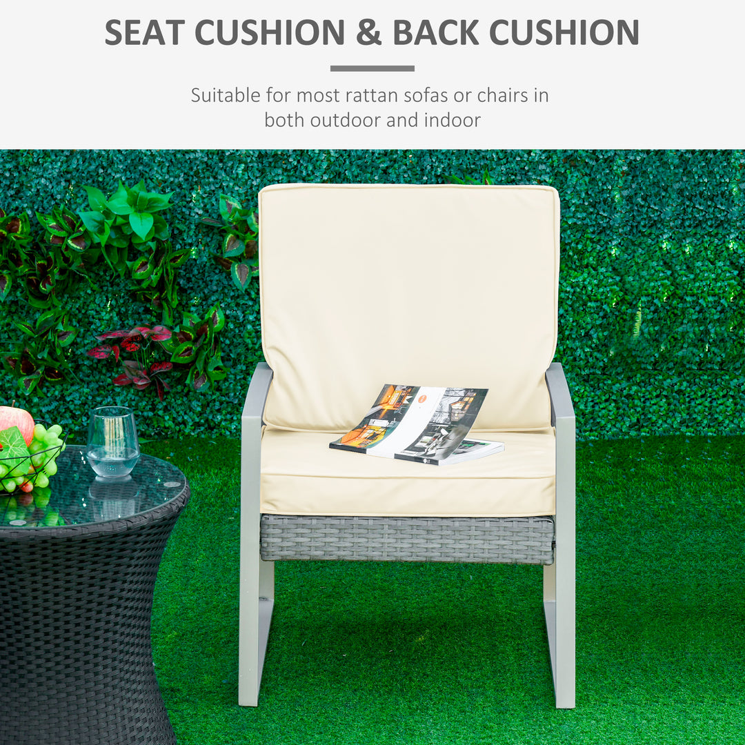 Set of 2 Garden Seat and Back Cushion Set, Seat Cushion and Back Cushion - Cream White