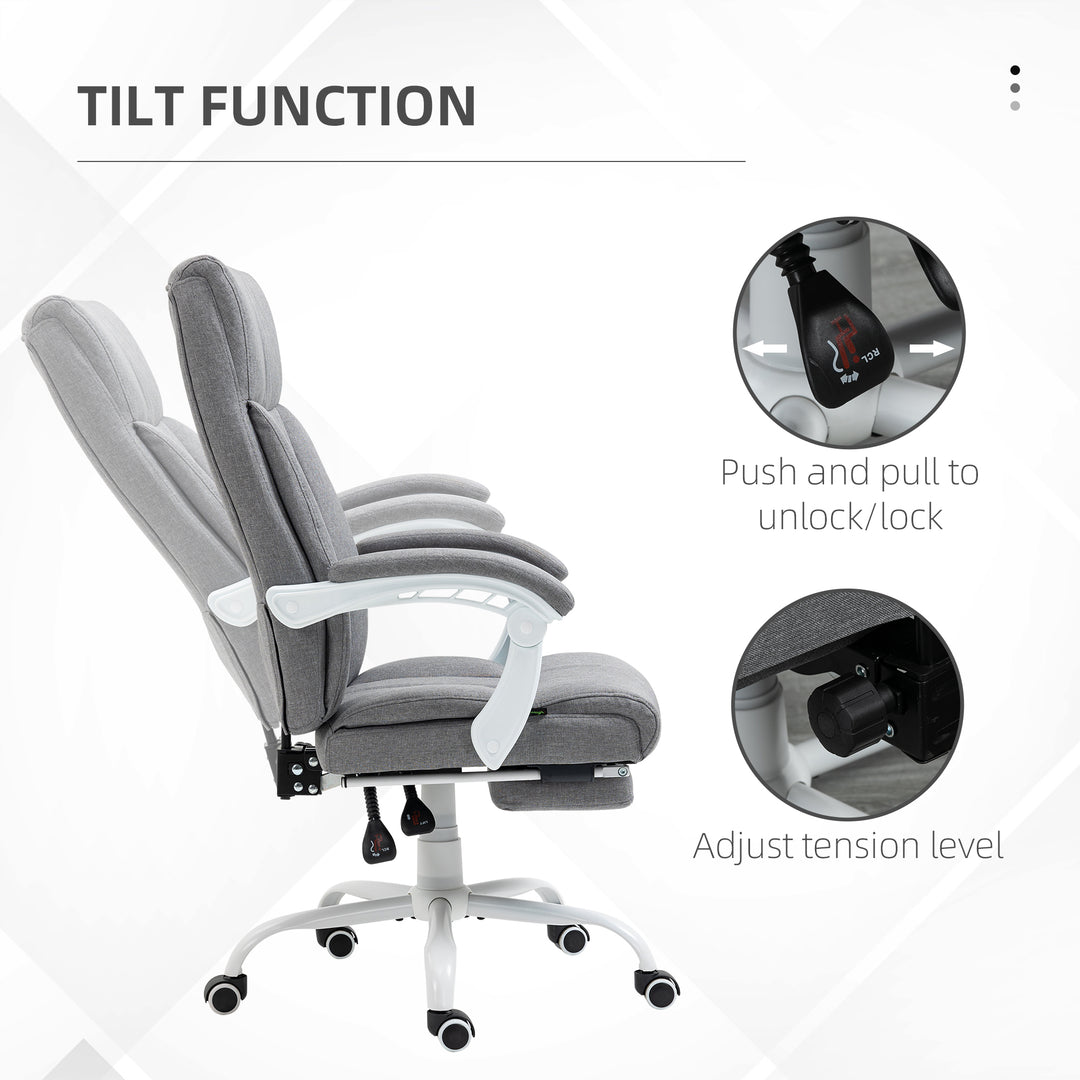 Office Chair, Fabric Reclining Desk Chair with Foot Rest-Grey