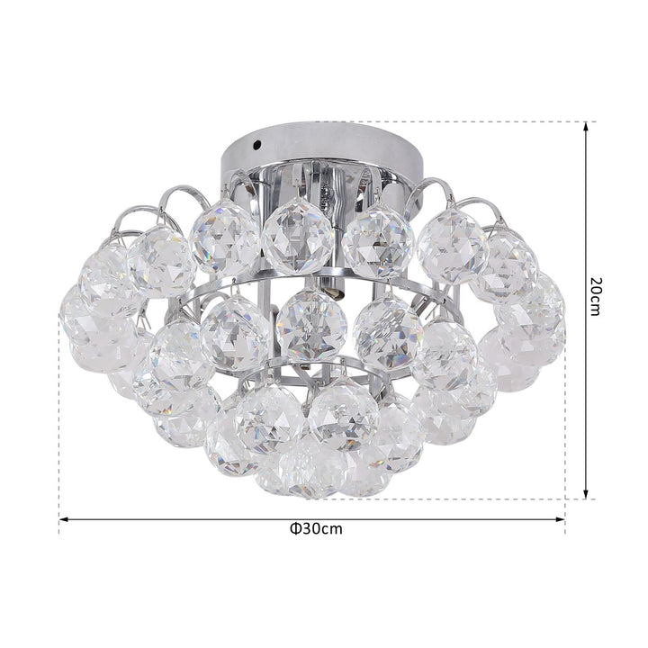 Crystal Ceiling Lamp Chandelier Hallway Flush Mount Pendant 3 Light Ф30cm Silver