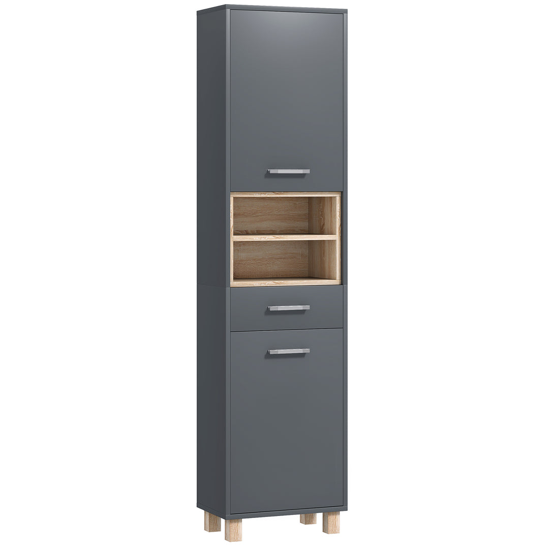 Tall Bathroom Storage Cabinet, Bathroom Storage Unit, Freestanding Bathroom Cabinet with Open Shelves and Drawer