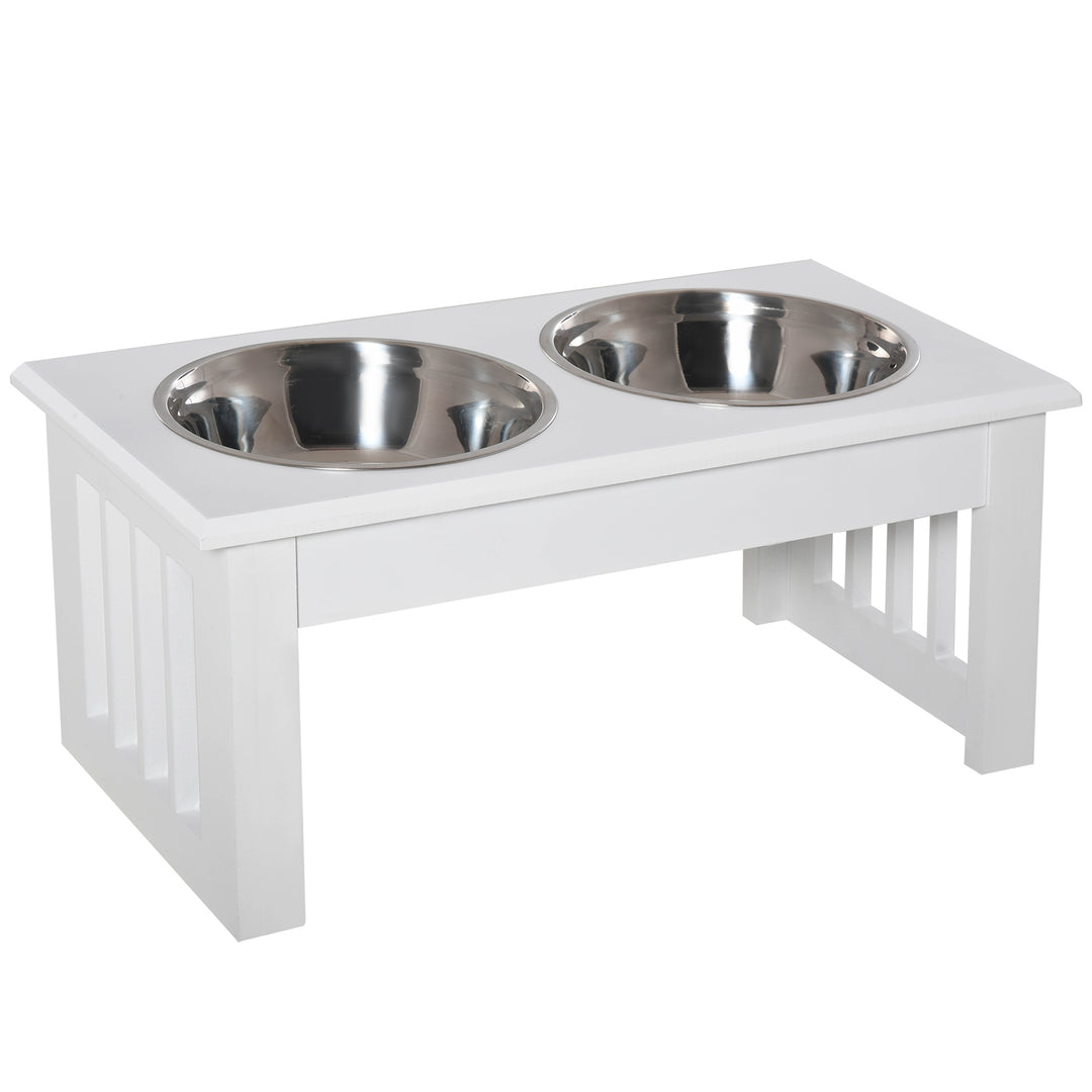 Pawhut Stainless Steel Pet Feeder, 43.7Lx24Wx15H cm-White