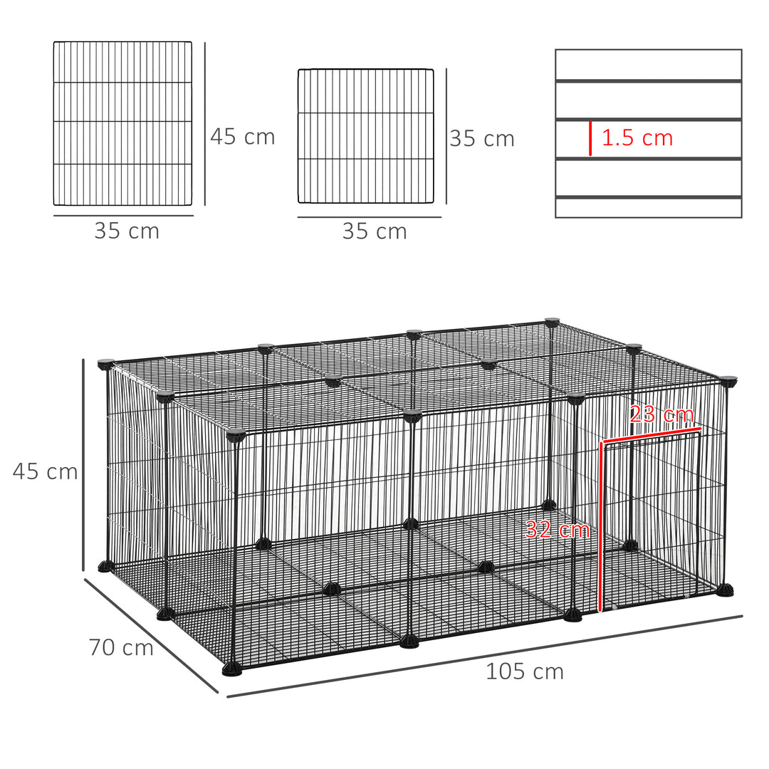 Pet Playpen DIY Small Animal Cage Metal Fence with Door, 22 Pieces, for Bunny Chinchilla Hedgehog Guinea Pig