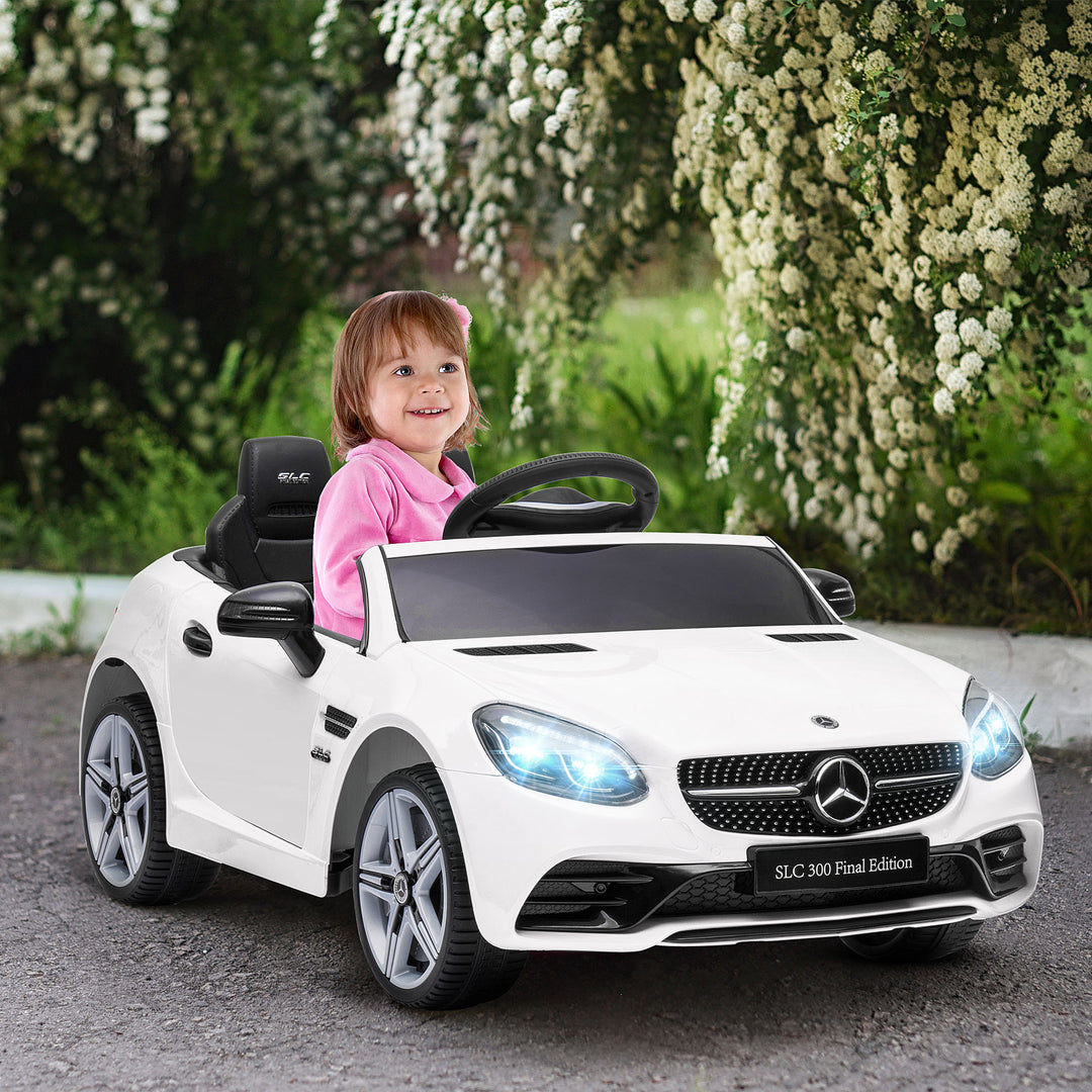 Mercedes Benz SLC 300 Licensed 12V Kids Electric Ride On Car with Parental Remote Two Motors Music Light Suspension Wheel for 3-6 Year White