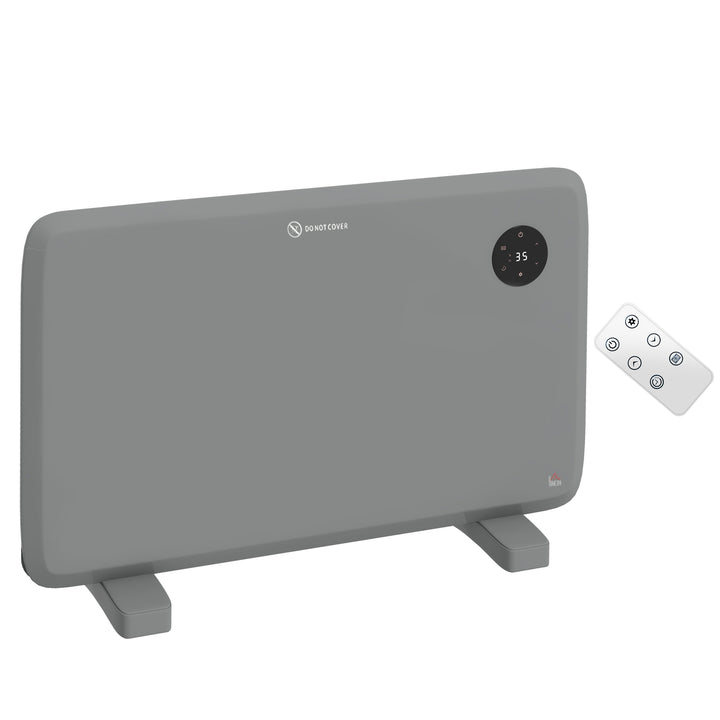 Electric Convector Heater, Wall Mounted, Timer, Grey