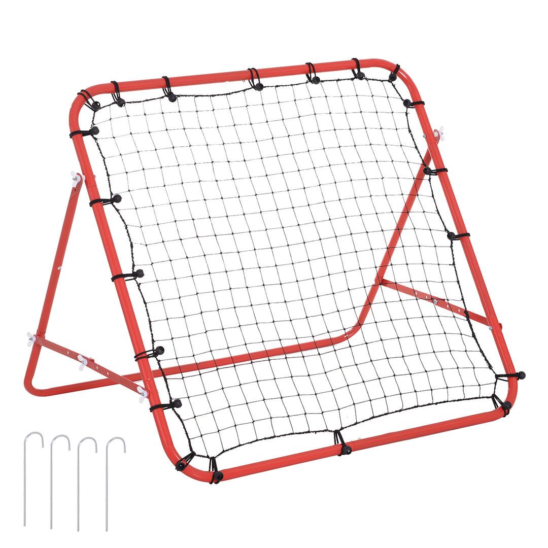 HOMCOM Rebounder Net W/PE Mesh Metal Tube, 96W x 80D x 96Hcm- Red and Black