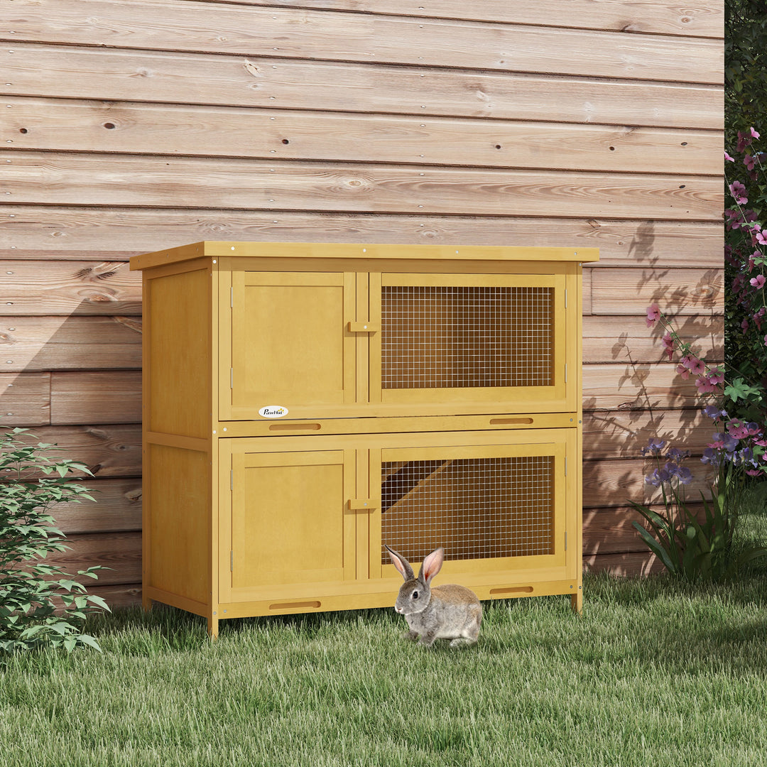 Two-Tier Rabbit Hutch, with Removable Trays, for 1-2 rabbits - Brown