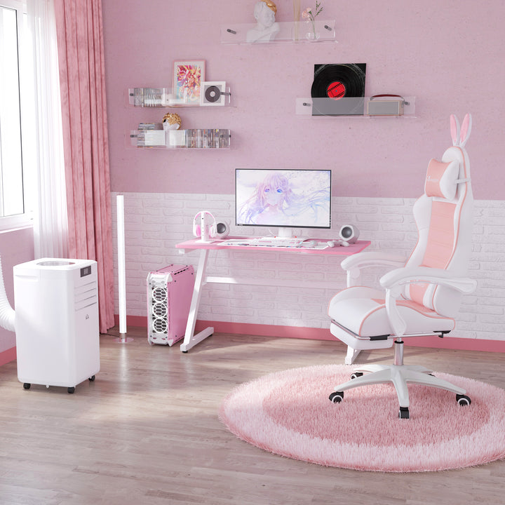 Vinsetto Racing Gaming Chair, Reclining PU Leather Computer Chair with Removable Rabbit Ears, Pink