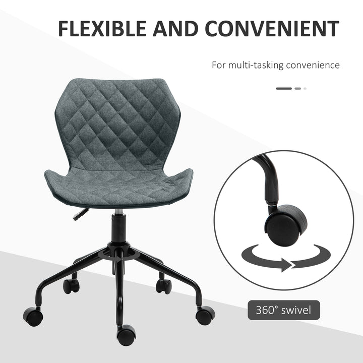 HOMCOM Swivel Chair, Home Office Computer Desk Chair With Nylon Wheels Adjustable Height Linen Grey