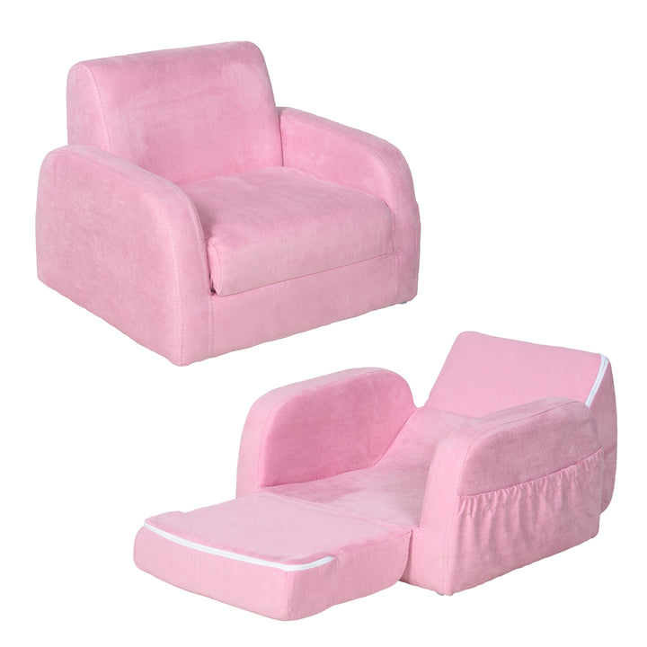 Kids Armchair Sofa Bed w/ Padded Wood Frame-Pink