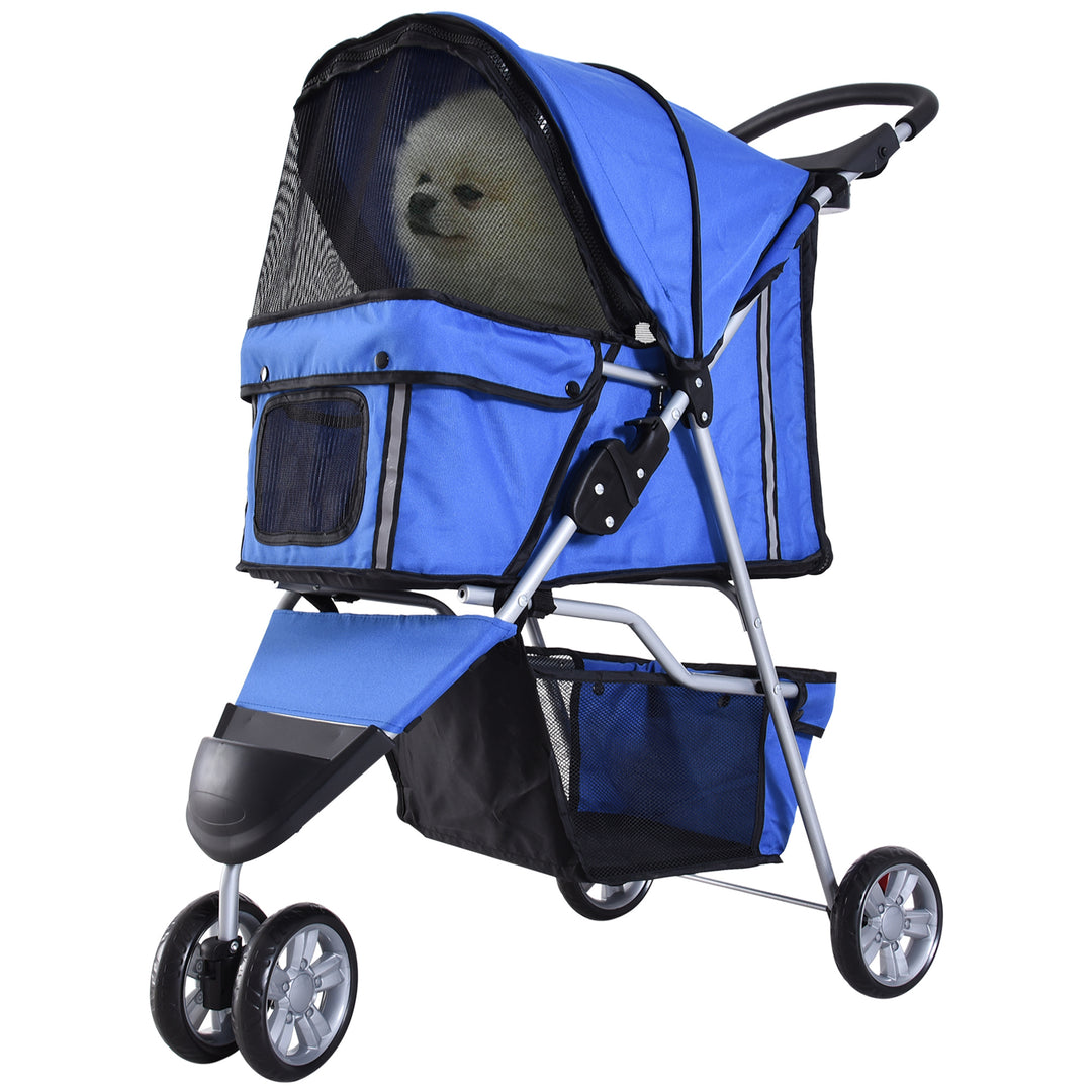 PawHut Dog Pram Pet Travel Stroller Dog Pushchair W/Three Wheels-Blue