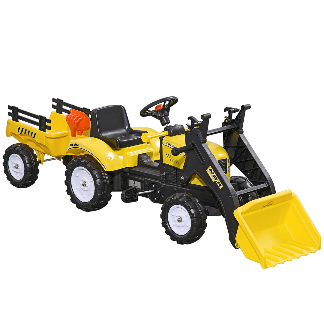 Kids Pedal Go Kart Excavator-Yellow