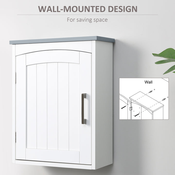 Bathroom Cabinet Wall Mounted, Modern Bathroom Wall Cabinet with Arched Door and Adjustable Shelf, Bathroom Storage Cabinet, Light Grey and White