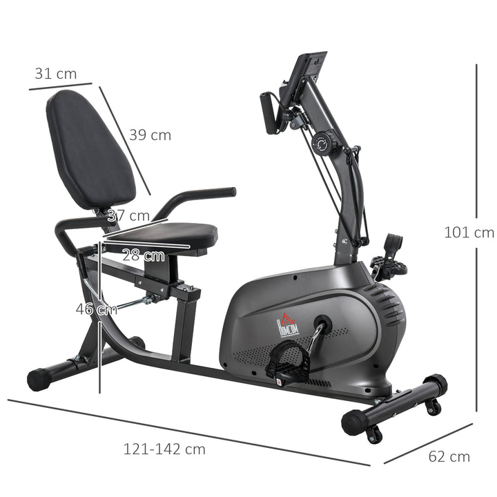 Fitness Recumbent Bike Magnetic Resistance Exercise Bike Stationary Cycling Bike, Pad Holder with LCD Monitor, Indoor Cardio Workout, Black