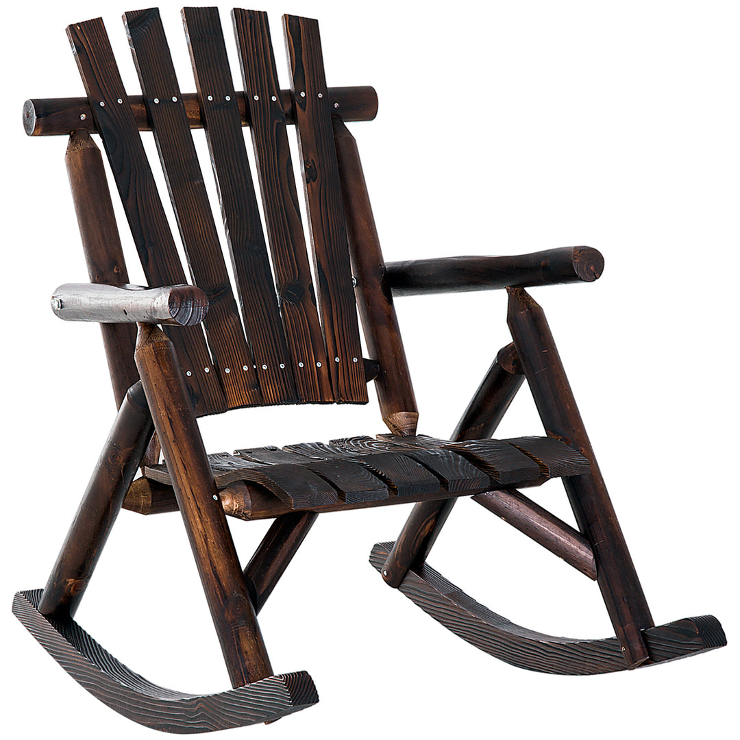 Outdoor Rocking Chair Fir Wood Rustic Patio Adirondack Rocking Chair Traditional Rustic Style & Pure Comfort