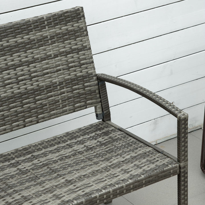 Patio Rattan 2 Seater Garden Bench Wicker Weave Love Seater Armchair Furniture Outdoor Garden Conservatory Chair Grey