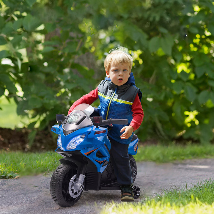 Kids 6V Electric Ride On Motorcycle Police Car Toy for 18 - 36 months Blue
