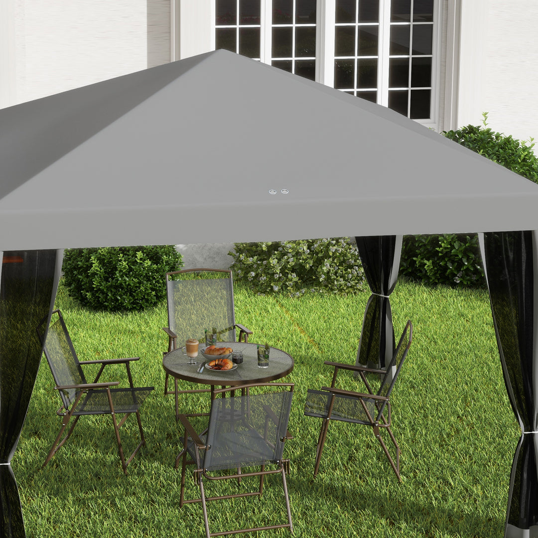 3 x 3 m Pop Up Gazebo, Garden Tent with Removable Mesh Sidewall Netting, Carry Bag for Backyard Patio Outdoor Light Grey