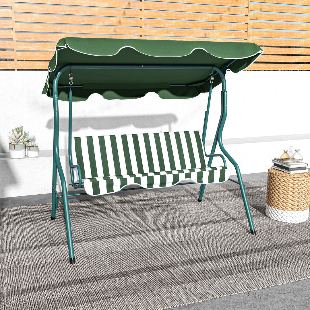 Steel 3-Seater Swing Chair w/ Canopy Green