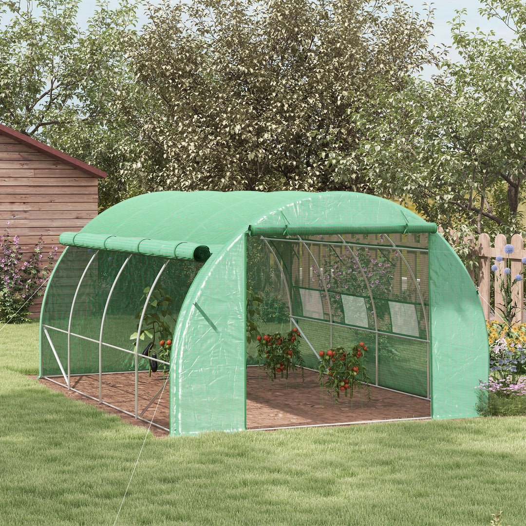 Greenhouse Walk-in Grow House Tent with Roll-up Sidewalls, Green