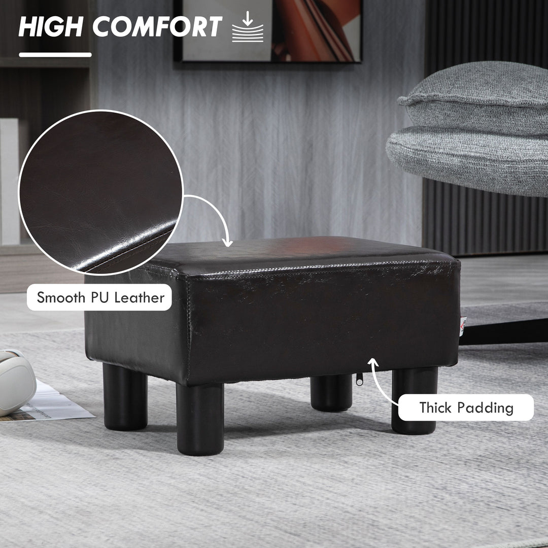 PU Faux Leather Footstool Ottoman Cube w/ 4 Plastic Legs Black