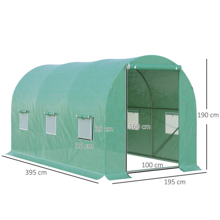 4L x 2W x 2H Polytunnel Greenhouse Garden Flower Vegetable Planter 25mm Diameter Galvanised Steel Frame w/ Zipped Door-Green