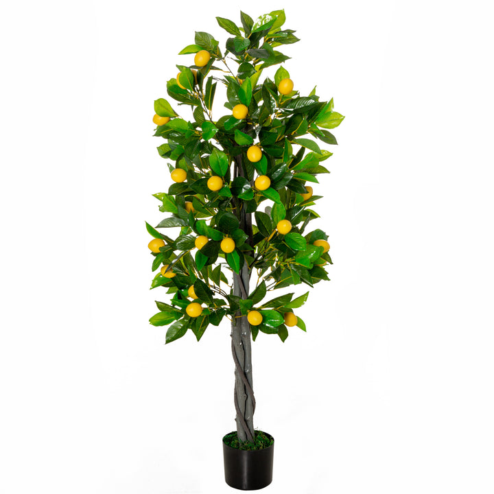 Artificial Lemon Tree Fake Decorative Fruits Plant in Nursery Pot for Indoor Outdoor Décor, 135cm