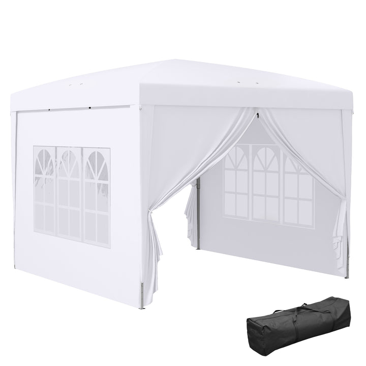 3 x 3m Pop Up Gazebo, Wedding Party Canopy Tent Marquee with Carry Bag and Windows, White