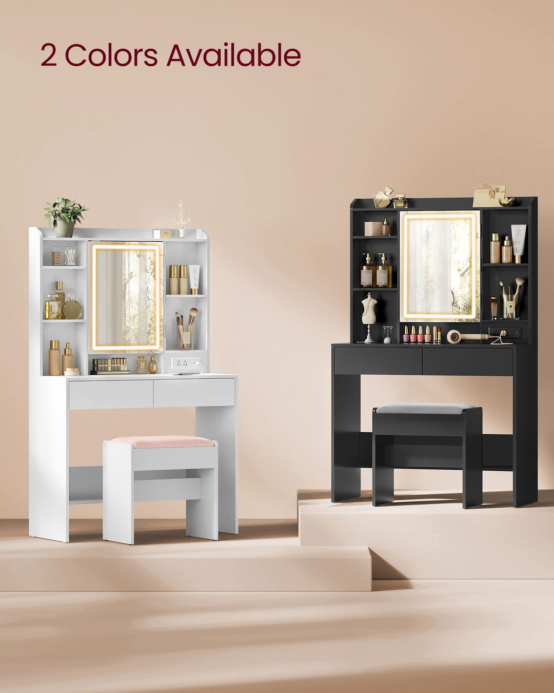 Vanity Desk with Power Outlets - Cloud White