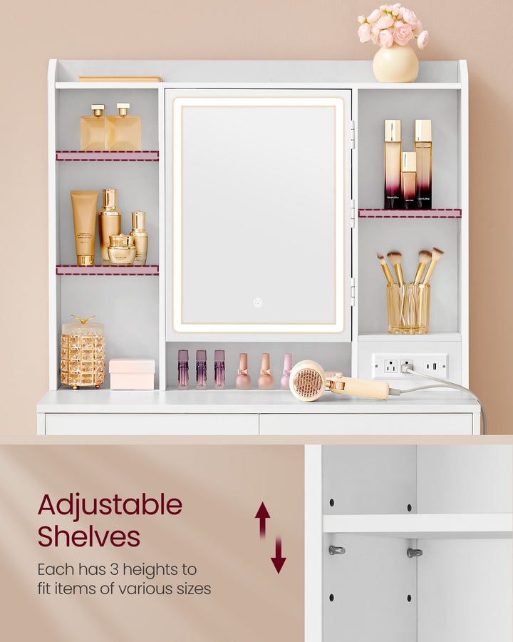 Vanity Desk with Power Outlets - Cloud White