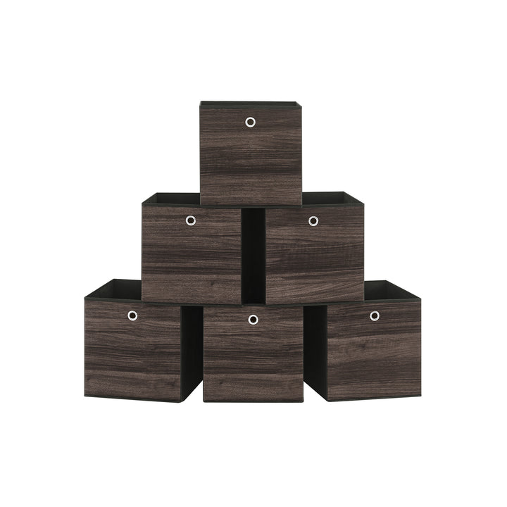 Set of 6 Storage Cubes 13 x 13 x 13 Inches Chestnut Brown
