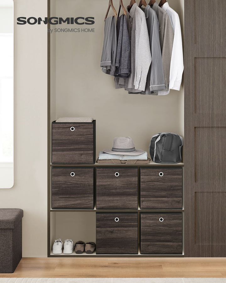 Set of 6 Storage Cubes 13 x 13 x 13 Inches Chestnut Brown