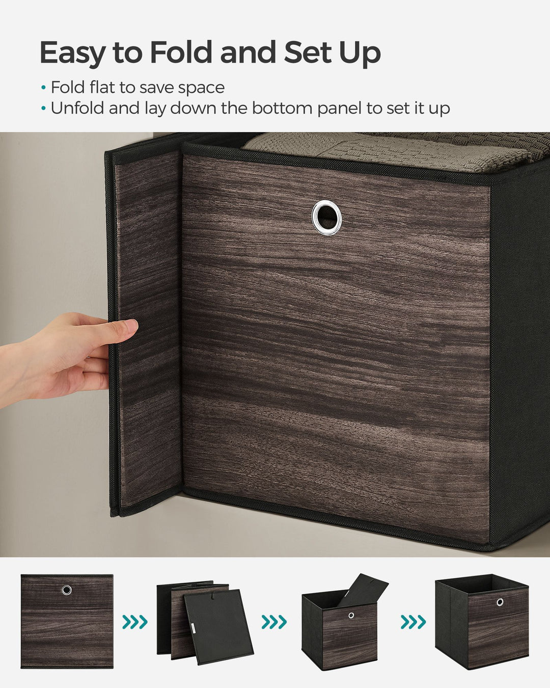 Set of 6 Storage Cubes 13 x 13 x 13 Inches Chestnut Brown