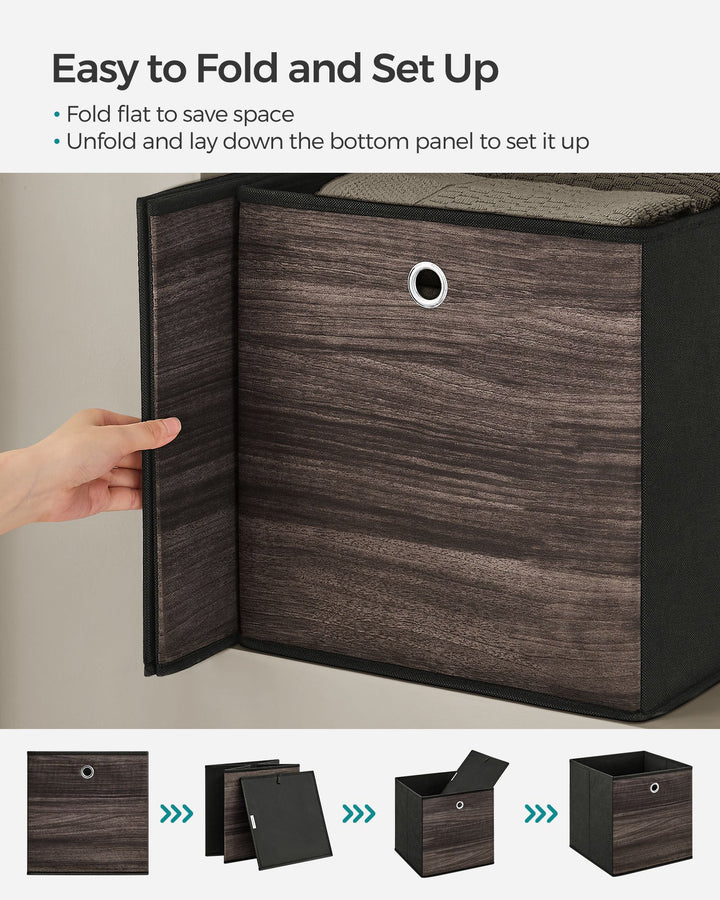 Set of 6 Storage Cubes 13 x 13 x 13 Inches Chestnut Brown