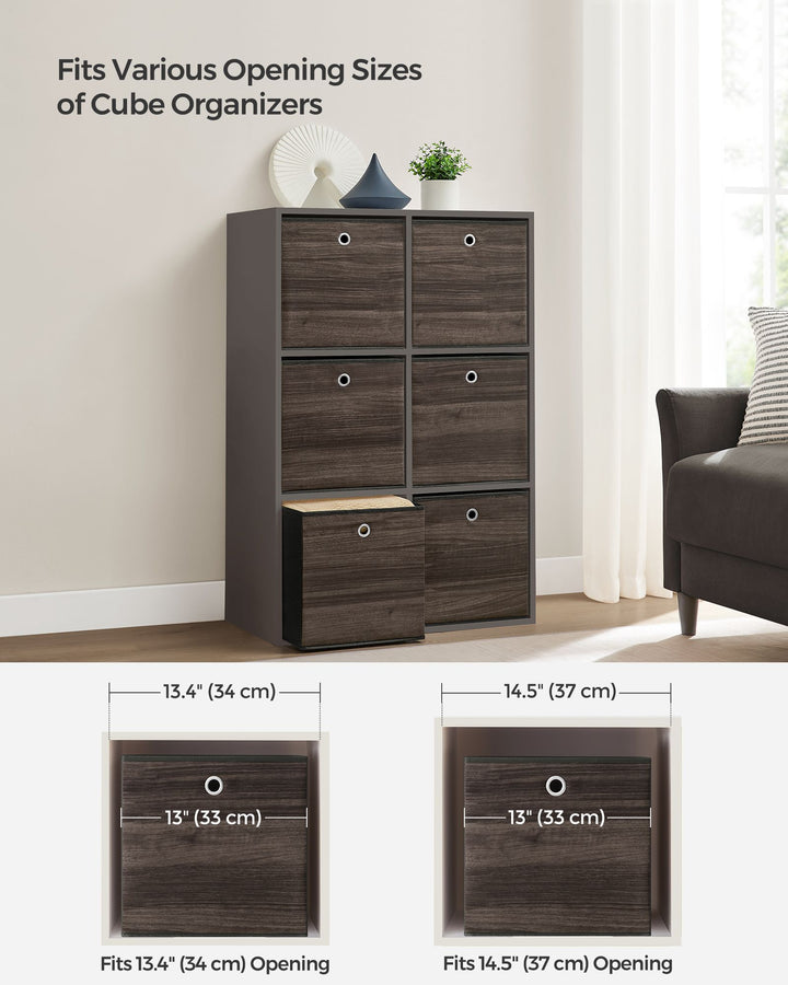 Set of 6 Storage Cubes 13 x 13 x 13 Inches Chestnut Brown