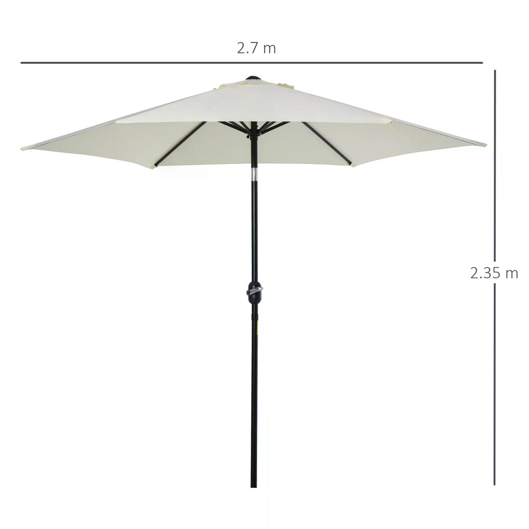 2.7 m Patio Umbrella Sun Shade Tilt Crank Garden Aluminium Frame-Cream White