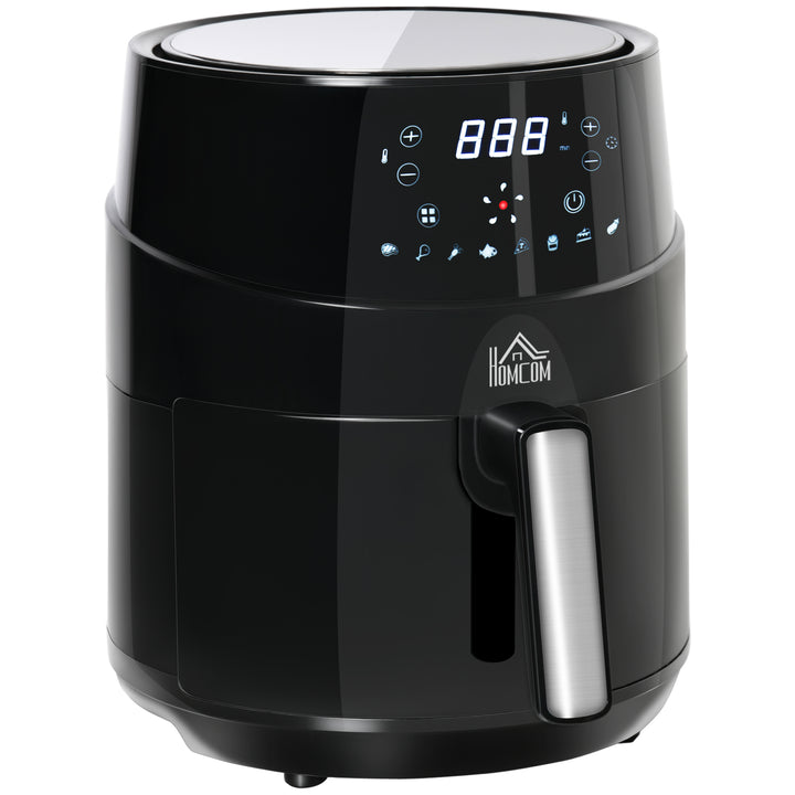 HOMCOM 4.5L Digital Air Fryer, 1500W W/ Digital Display, Rapid Air Circulation, Adjustable Temperature, Timer and Nonstick Basket, Black