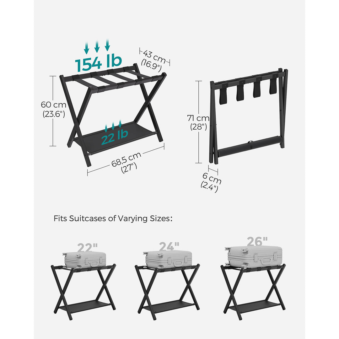 Luggage Racks for Guest Room, Set of 2 - Black