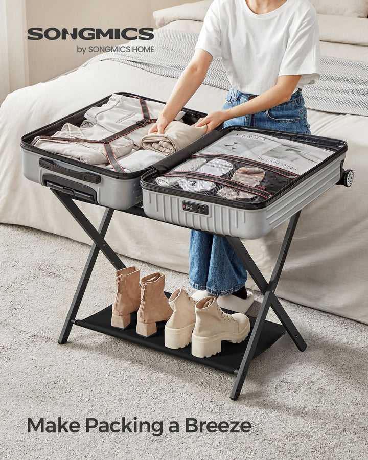 Set of 2 Luggage Racks Black