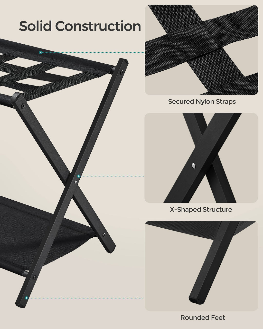 Set of 2 Luggage Racks Black